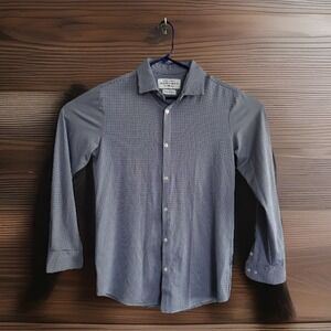 Mizzen Main Leeward Shirt Men Medium Tall Trim Navy Plaid Performance Long Sleev